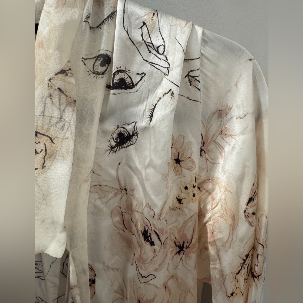 le fou by Wilfred • Floral Hand Eye Silk Limited Edition Robe Duster Dress  (S) - Picture 3 of 10